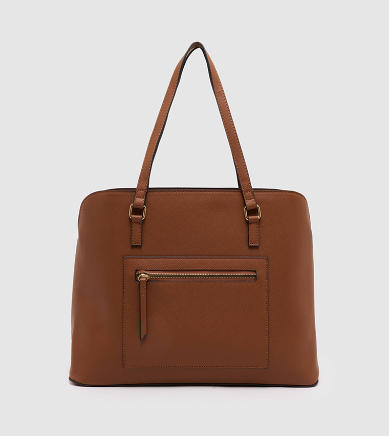 Buy Ardene Leather Tote Bag With Removable Laptop Sleeve In Brown 6thStreet UAE