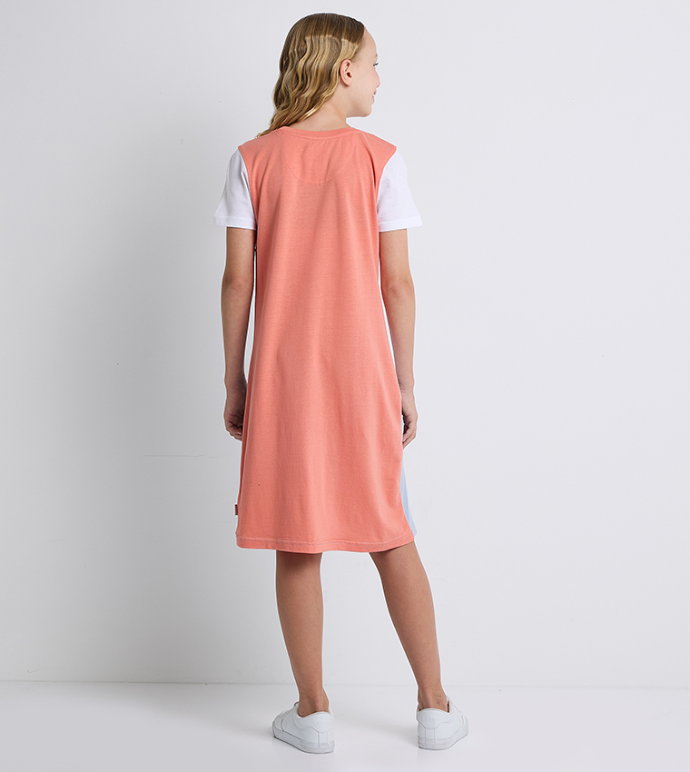 Buy Beverly Hills Polo Club Color Block Crew Neck T Shirt Dress In Peach |  6thstreet Qatar