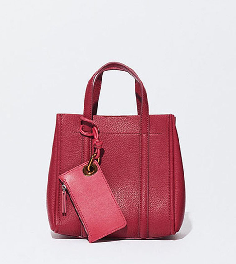 Textured Tote Bag with Pouch