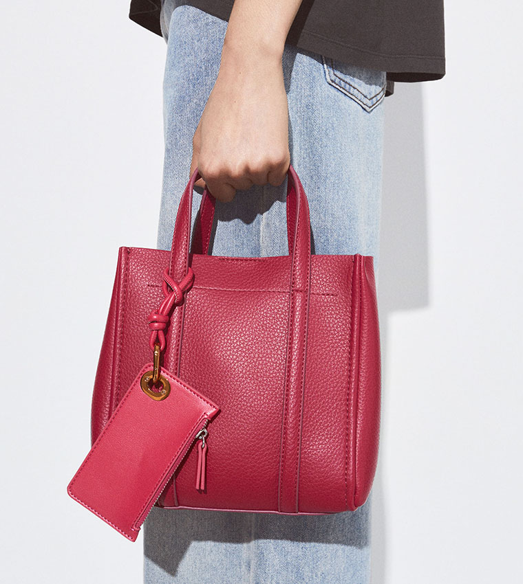 Textured Tote Bag with Pouch