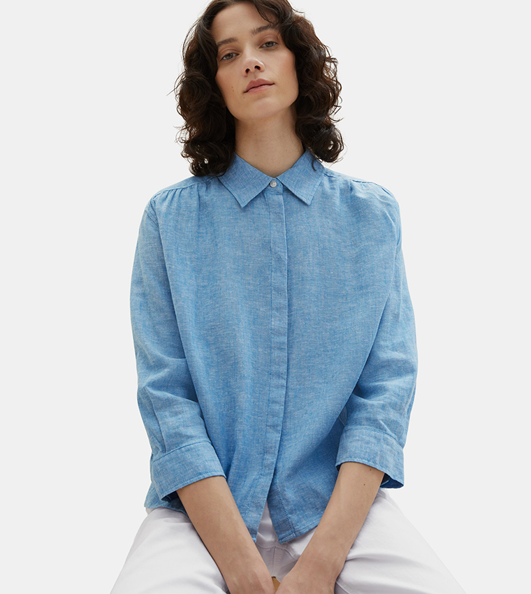 Solid Invisible Placket Shirt