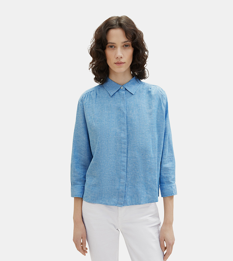 Solid Invisible Placket Shirt