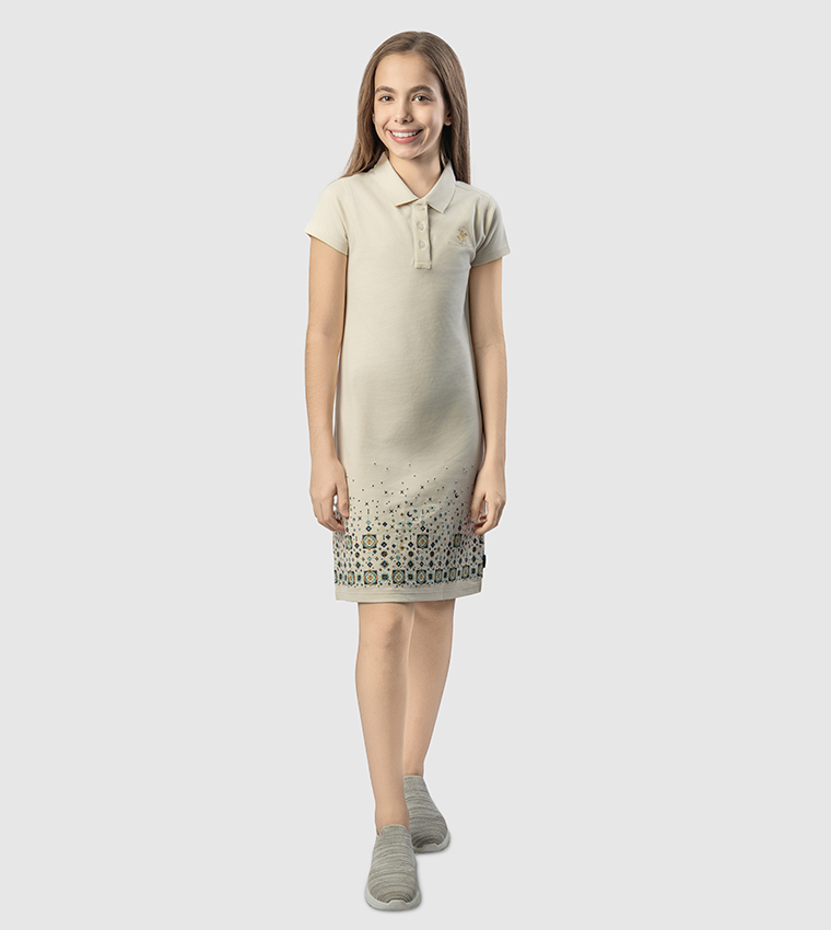 Embroidered Short Sleeves Polo Dress