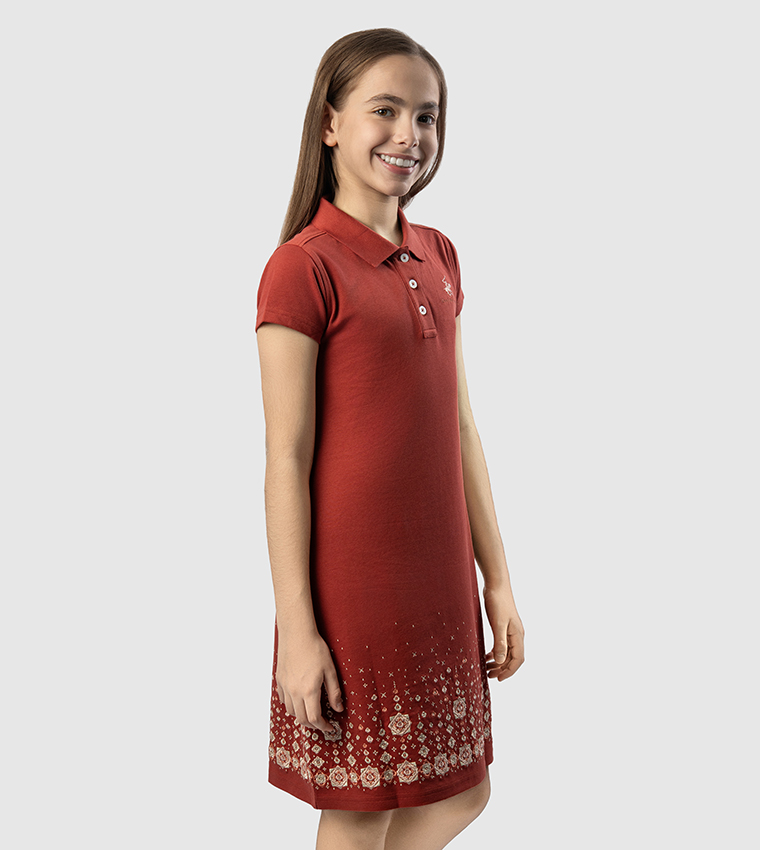 Embroidered Short Sleeves Polo Dress