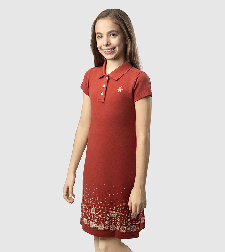 Embroidered Short Sleeves Polo Dress