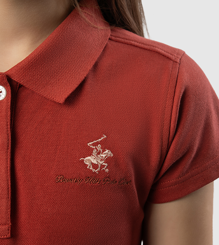 Embroidered Short Sleeves Polo Dress
