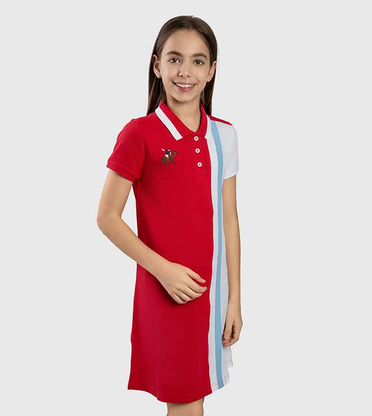 Color Block Collared T-Shirt Dress