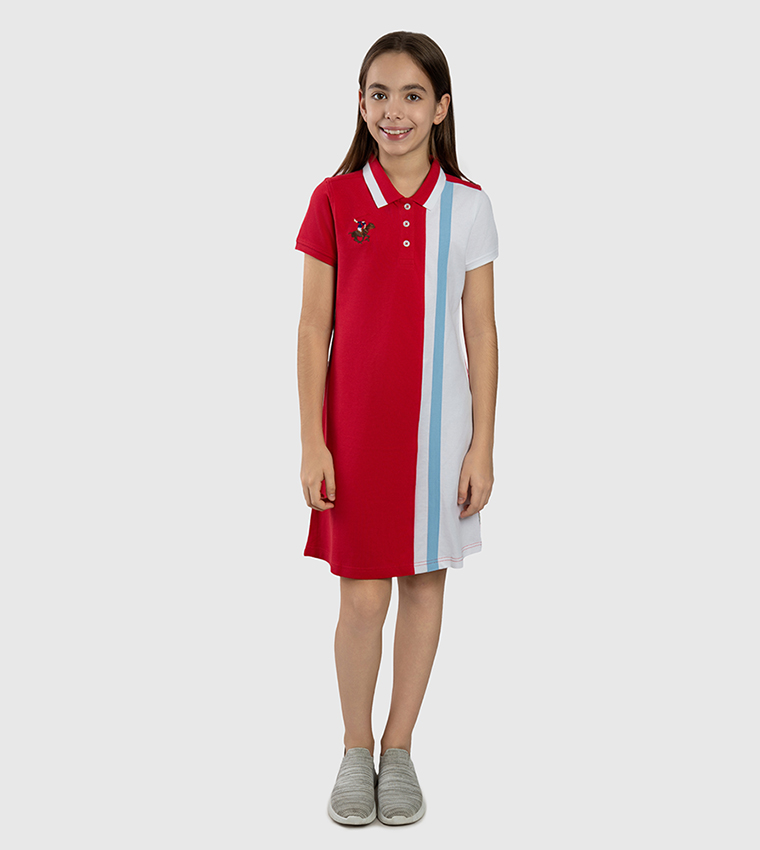 Color Block Collared T-Shirt Dress