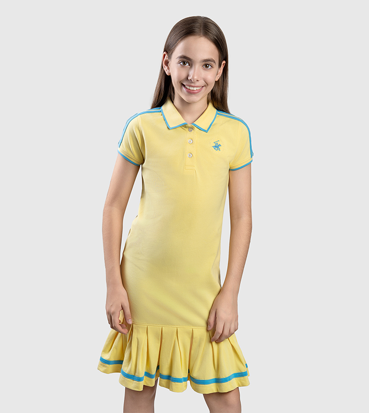 Contrast Tipping Short Sleeves Polo Dress