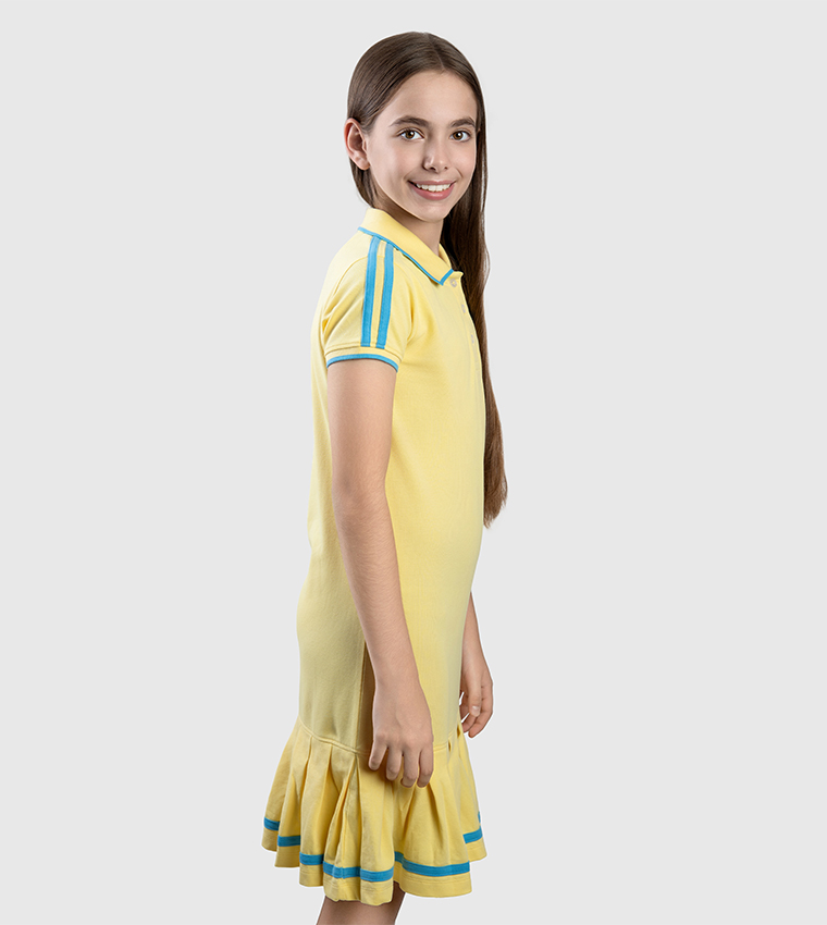 Contrast Tipping Short Sleeves Polo Dress