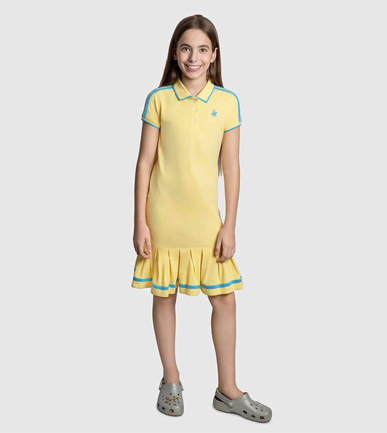 Contrast Tipping Short Sleeves Polo Dress