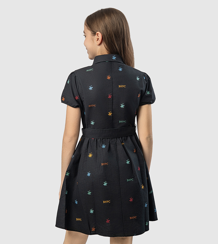 Logo Embroidered Short Sleeves Shirt Dress