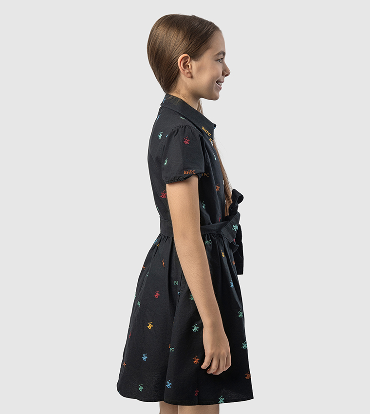Logo Embroidered Short Sleeves Shirt Dress