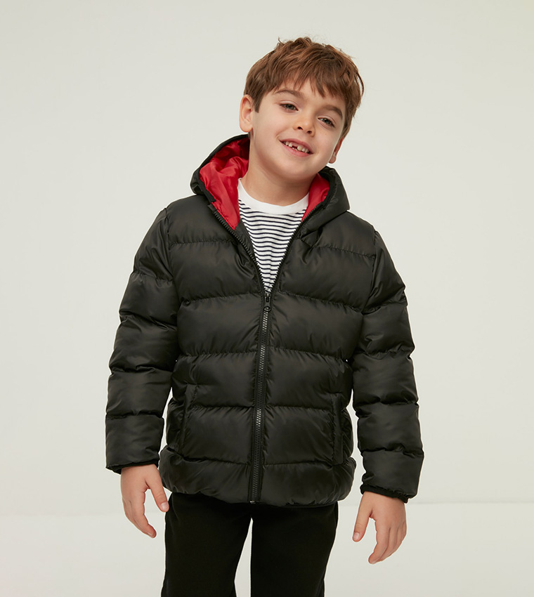 Boys black puffer coats best sale