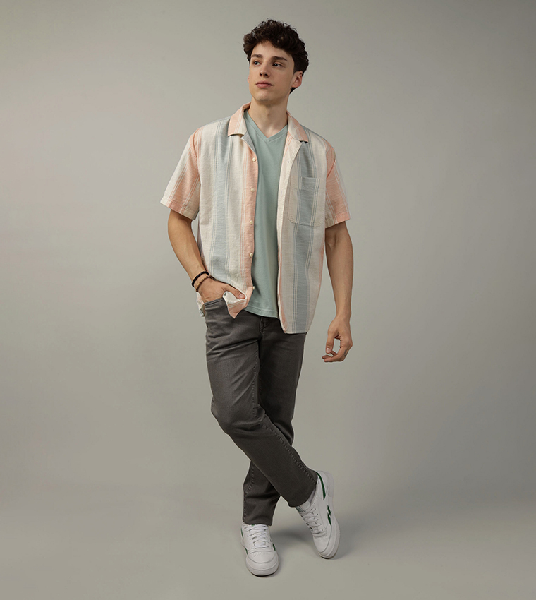 Striped Button-Up Casual Shirt
