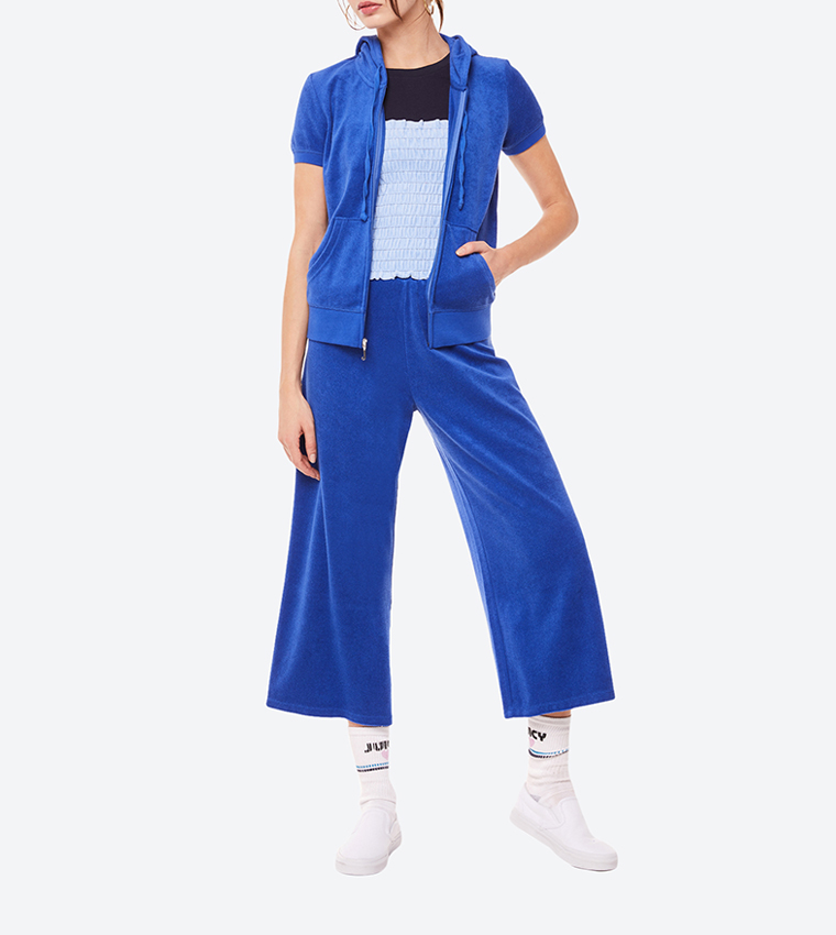Microterry Short Sleeves Hoodie - Blue 218-WTKJ138120