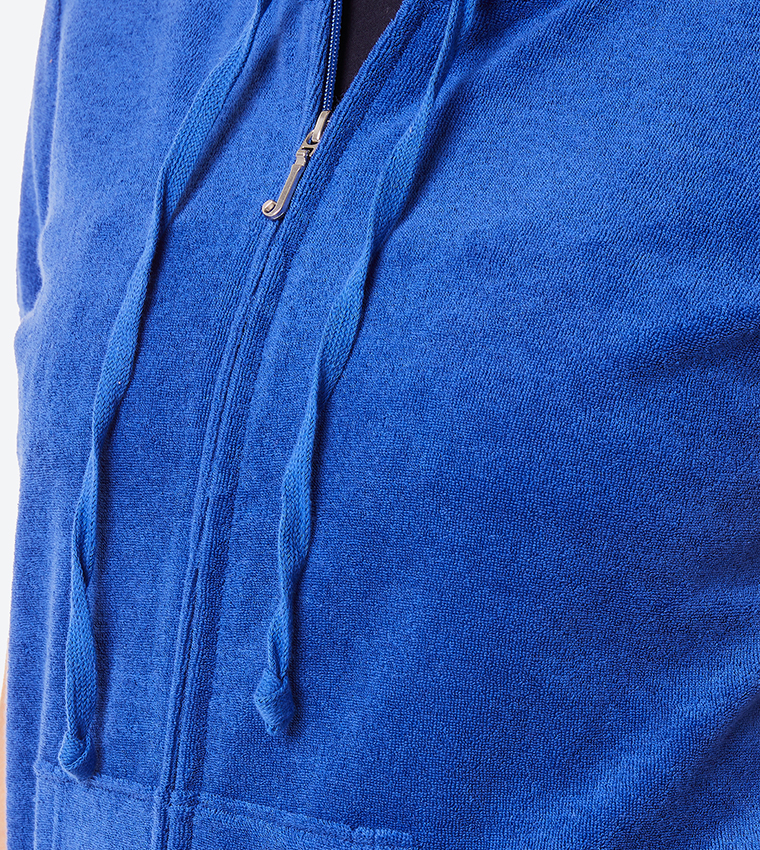 Microterry Short Sleeves Hoodie - Blue 218-WTKJ138120