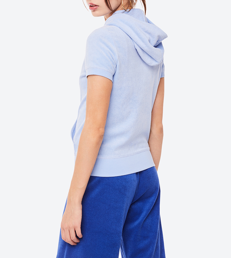 Microterry Short Sleeves Hoodie - Light Blue 218-WTKJ138120