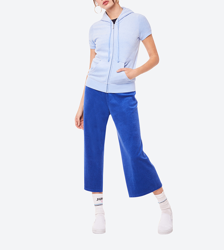 Microterry Short Sleeves Hoodie - Light Blue 218-WTKJ138120