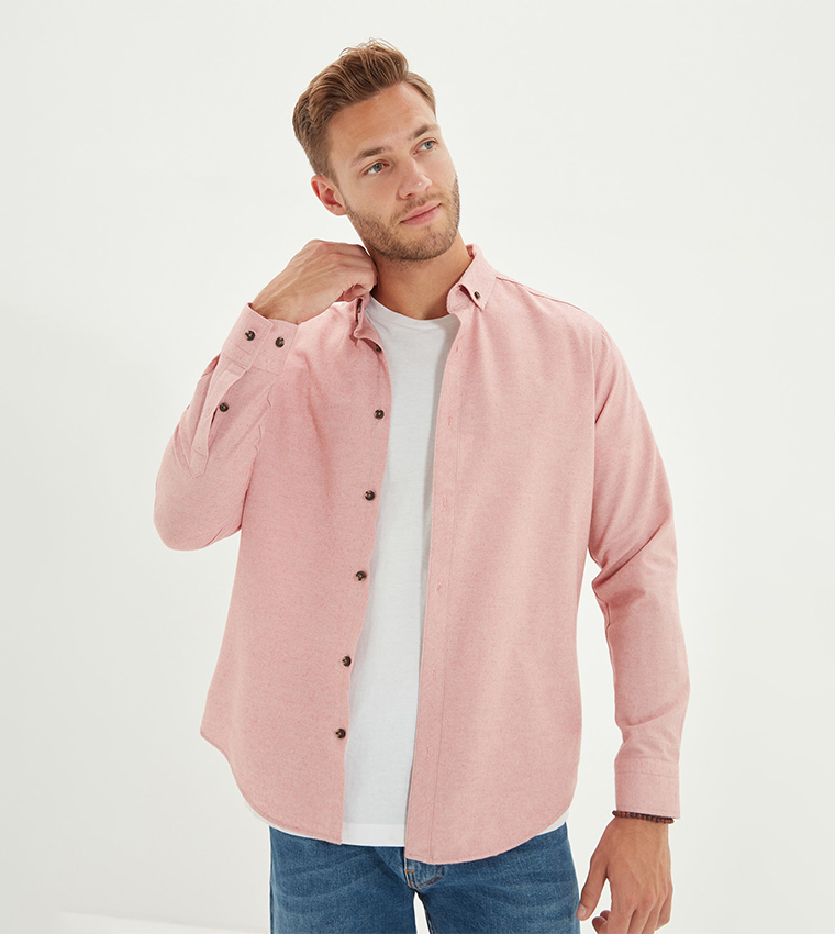 Camicia Uomo Trendyol Regular Basic – Colletto Classico, Maniche Lunghe, Cotone E Poliestere, Vestibilità Regolare, Colore Kaki