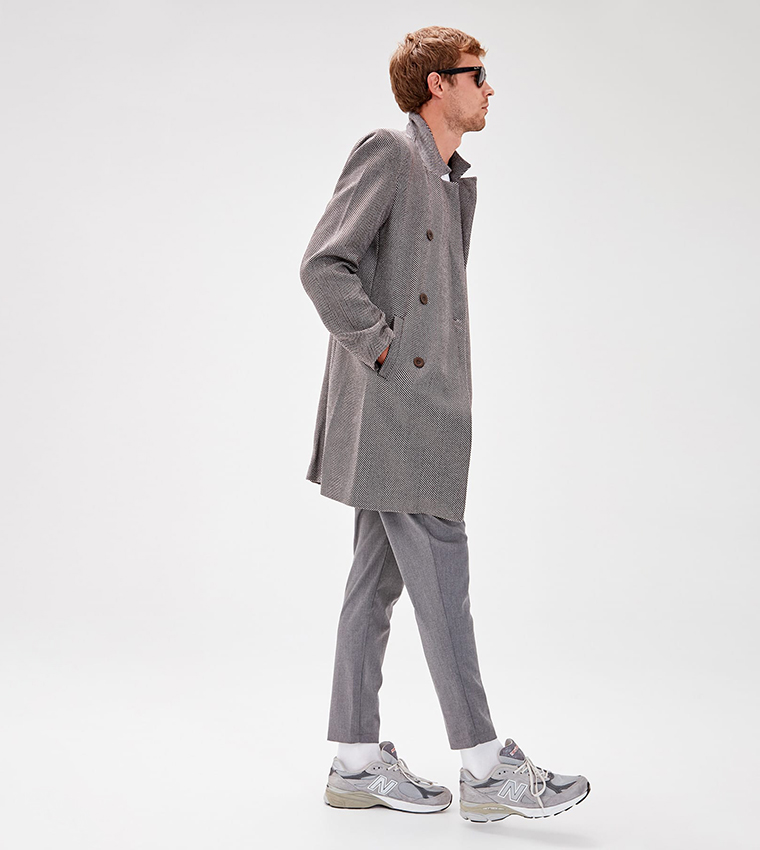 Buy Trendyol Double Breasted Closure Diagonal Coat In Brown | 6thStreet UAE