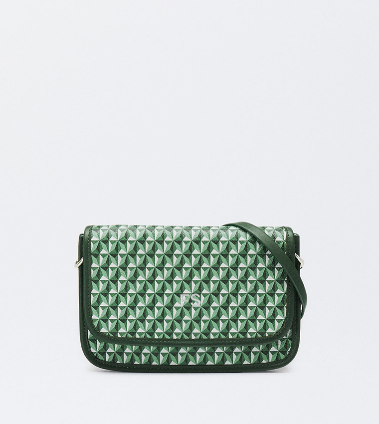 Patterned Flap Crossbody Bag