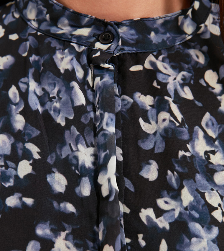 Printed Belted Tiered Midi Dress