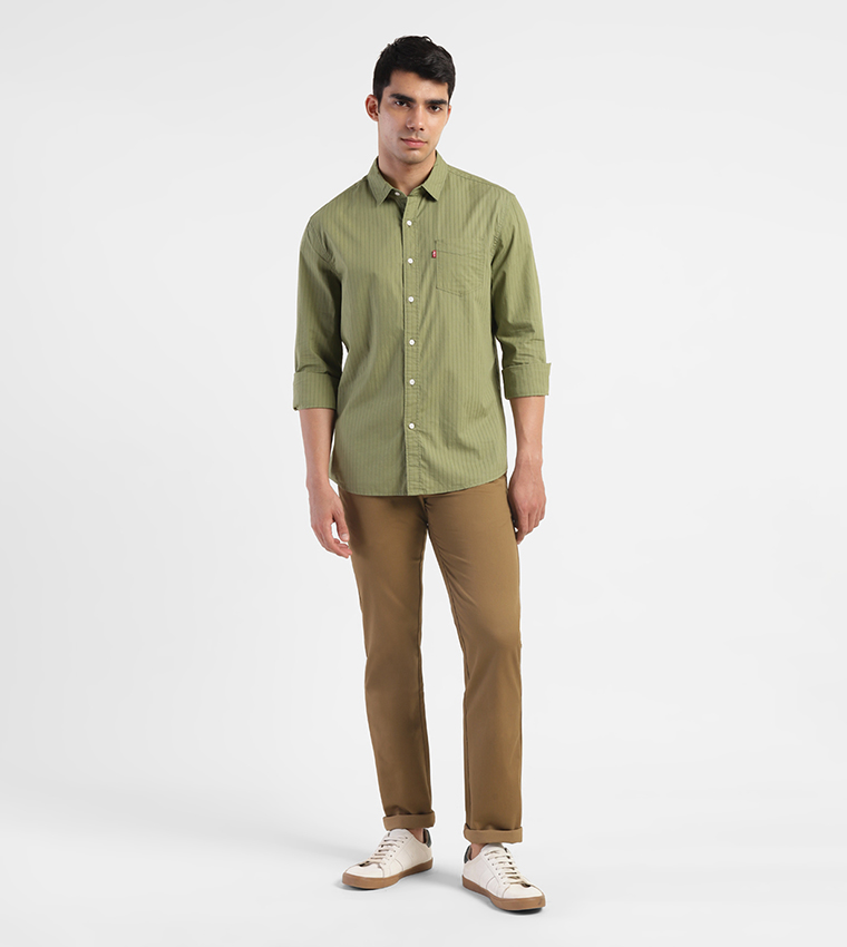 Olive green hot sale slim fit shirt