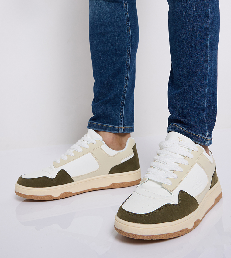 Color Block Lace-Up Sneakers