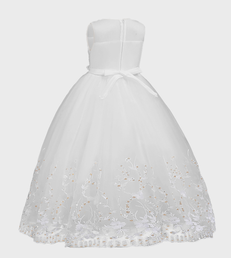 Embroidered illusion gown clearance