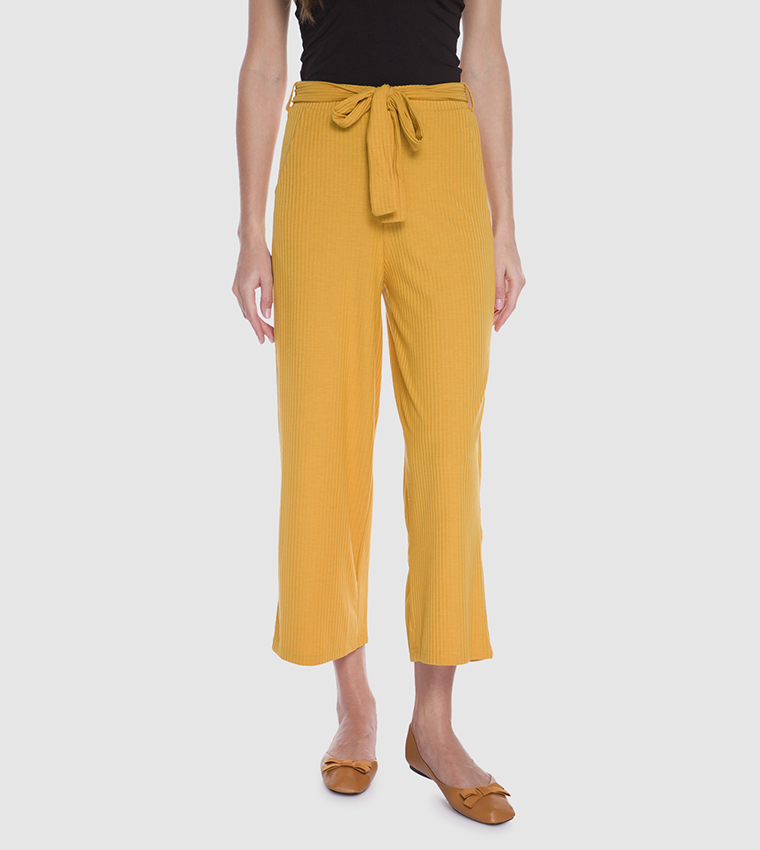 Buy R B Cropped Flare Pants In Yellow 6thStreet Oman