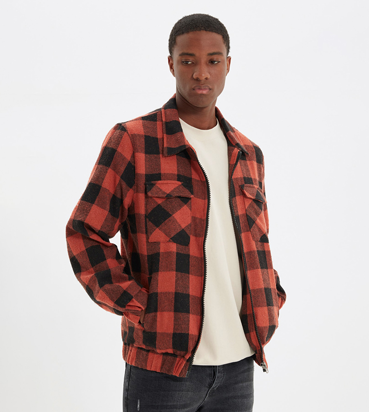 Jaket Basic Buy Trendyol Regular Fit Basic Jacket In Red | 6thStreet Kuwait