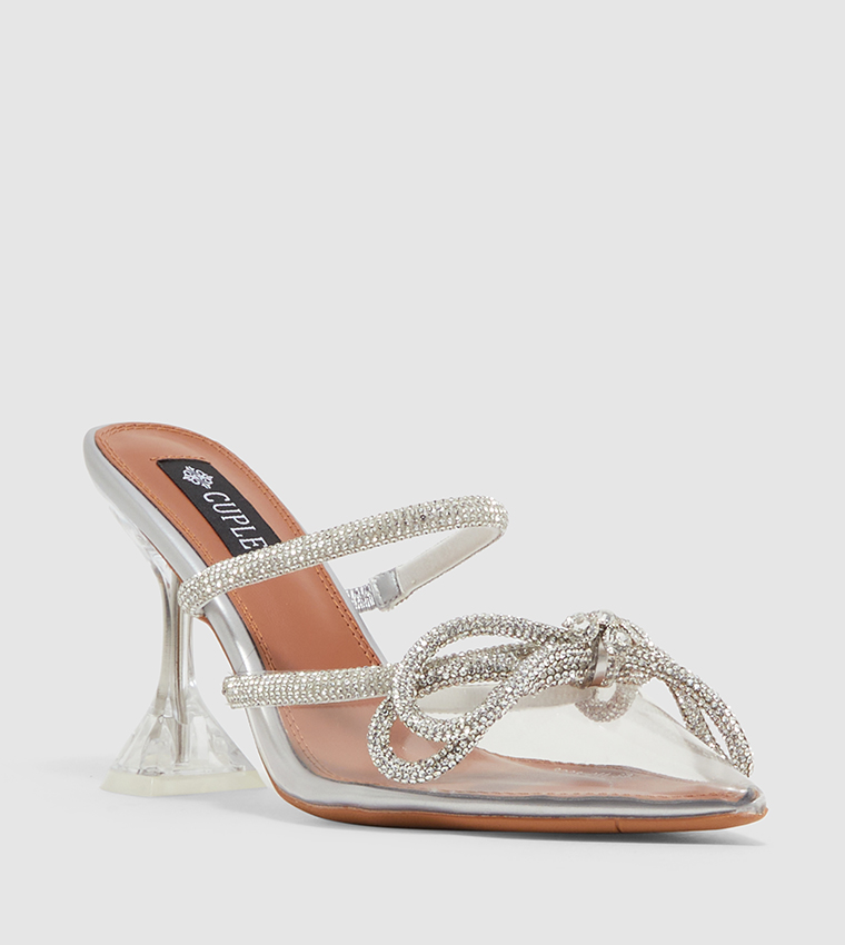 Clear Embellished Heeled Pumps