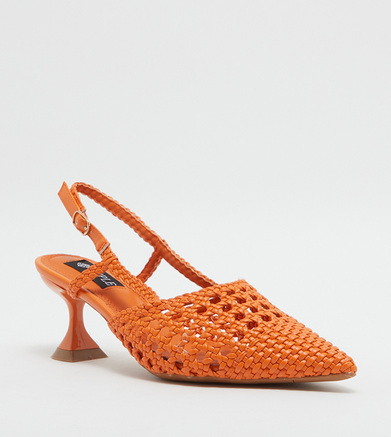 Buy Cuple Braided Slingback Heel Sandals In Orange 6thStreet UAE