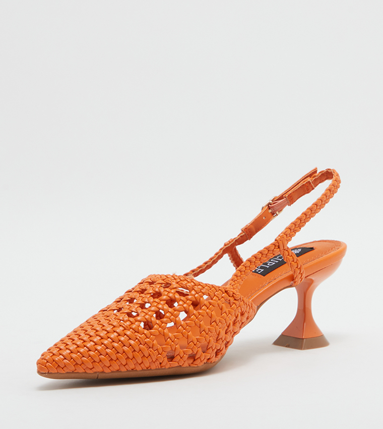 Buy Cuple Braided Slingback Heel Sandals In Orange 6thStreet UAE