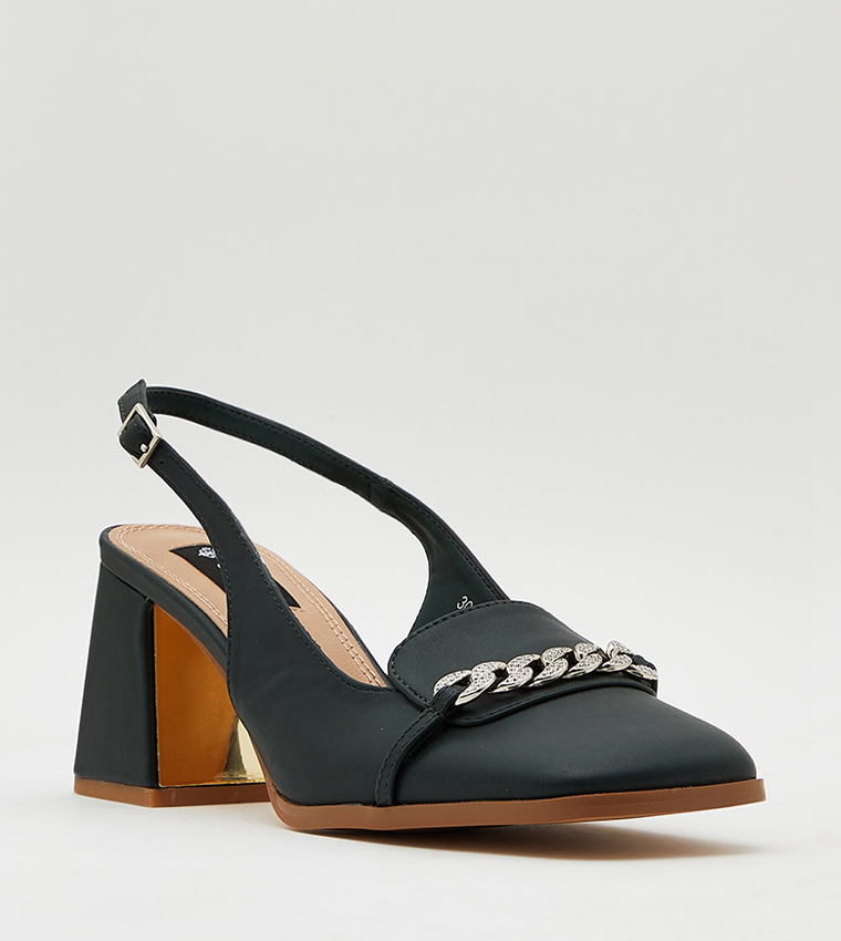 Slingback top block heels