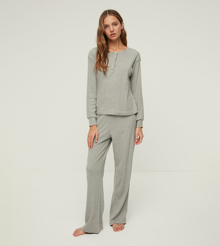 Buy Trendyol Basic Night Suit In Grey | 6thStreet Qatar