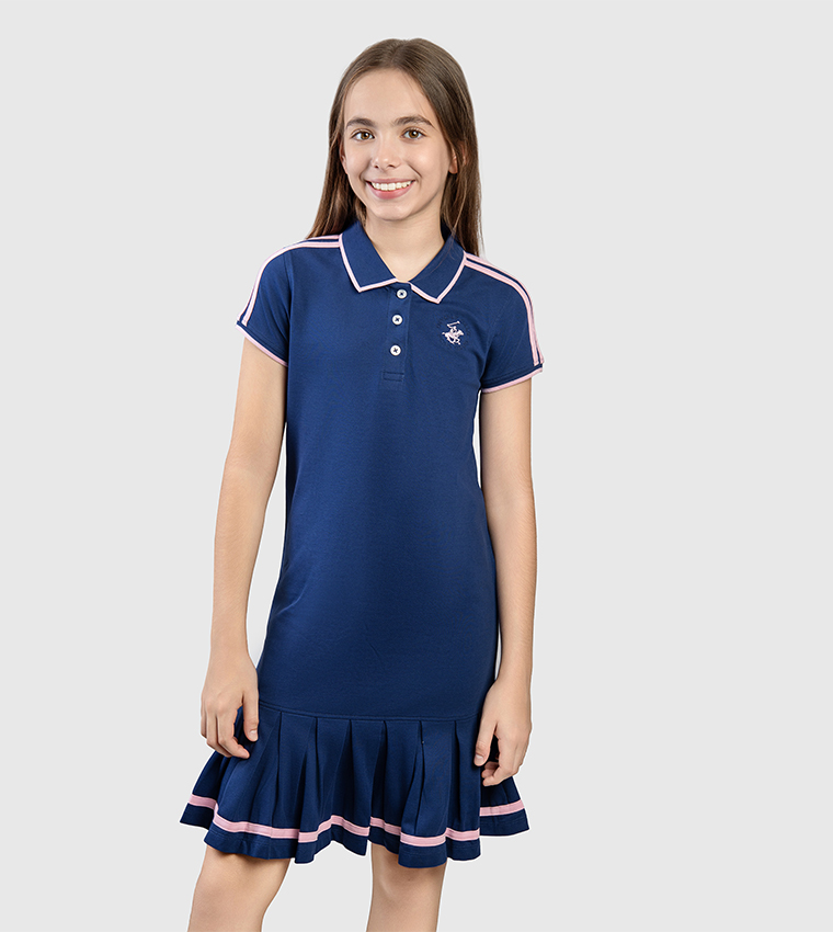 Contrast Tipping Short Sleeves Polo Dress