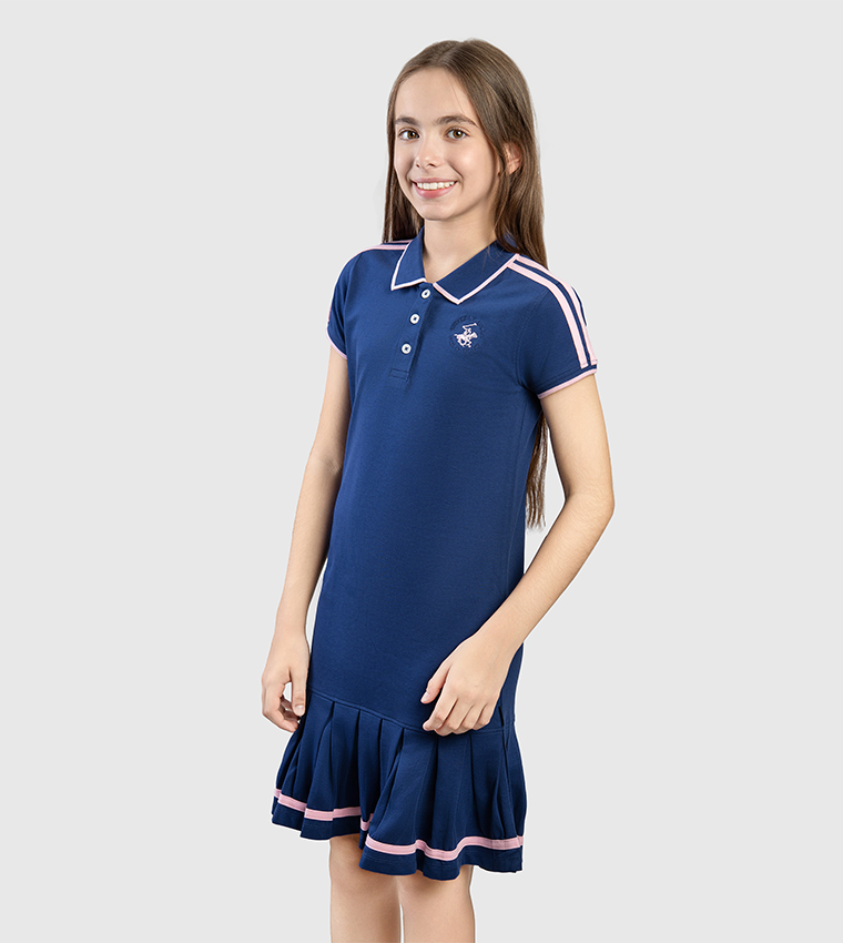 Contrast Tipping Short Sleeves Polo Dress