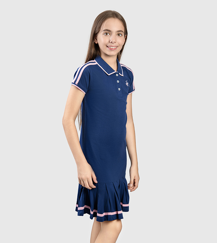 Contrast Tipping Short Sleeves Polo Dress