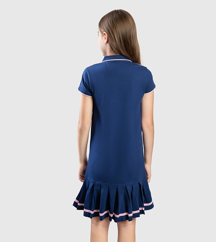 Contrast Tipping Short Sleeves Polo Dress