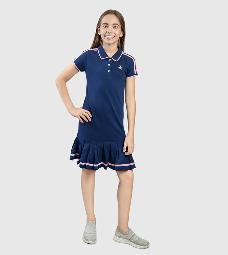 Contrast Tipping Short Sleeves Polo Dress