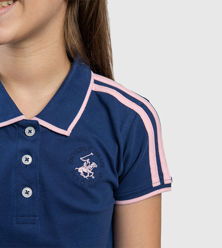 Contrast Tipping Short Sleeves Polo Dress