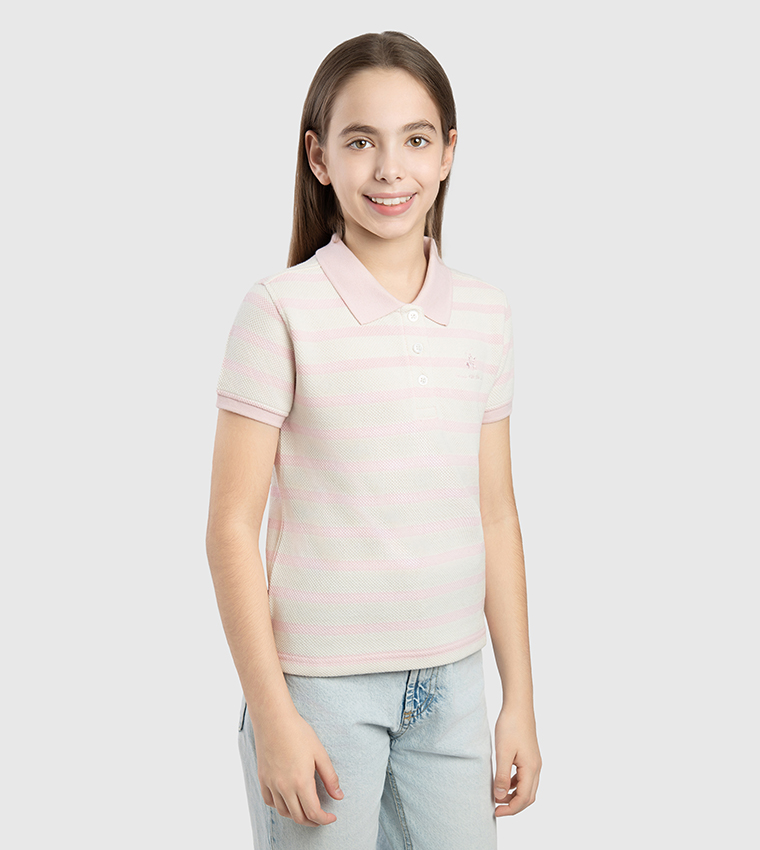 Striped Short Sleeves Polo T-Shirt
