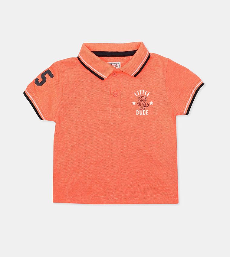 Orange t shirt with cheap collar
