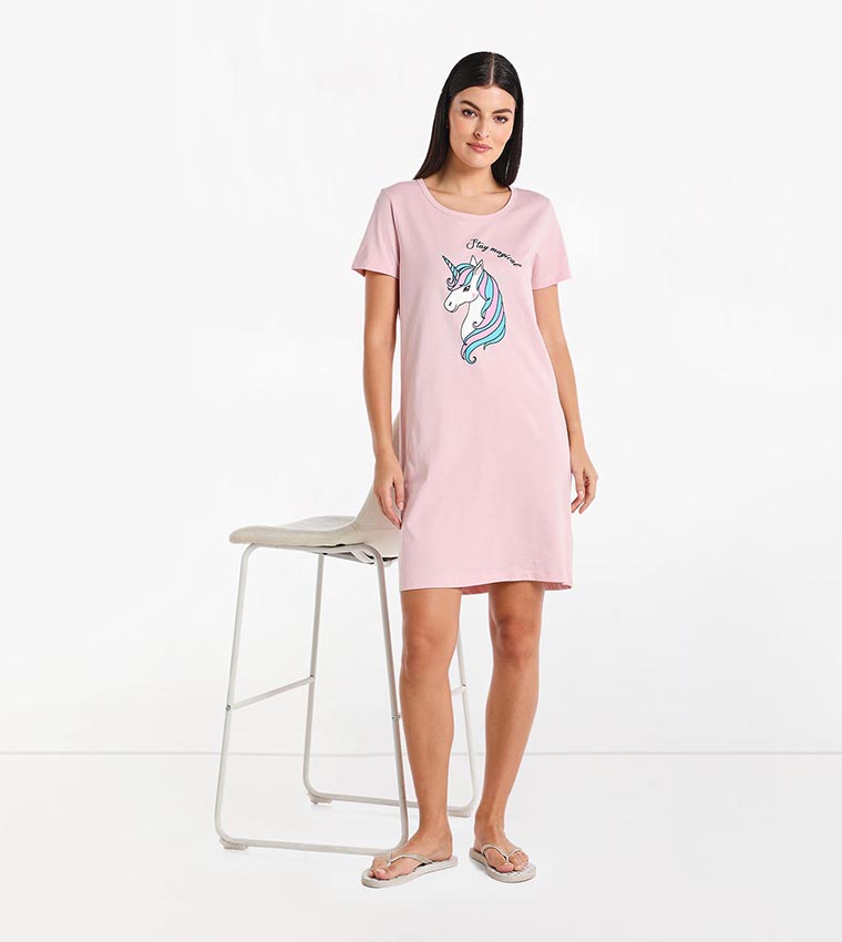 Pale pink t shirt dress top