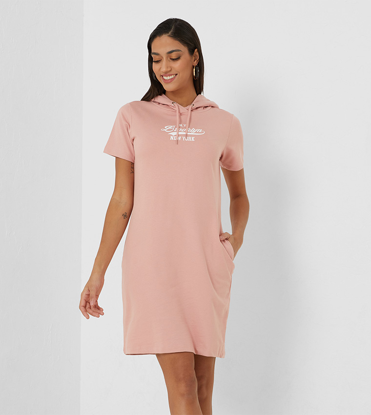 sachin and babi light blue dress Buy R&B Typography Printed Hooded Jumper Dress In Pink