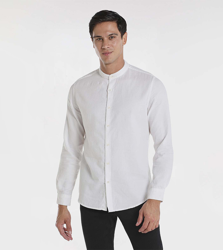 Mandarin collar top shirt men