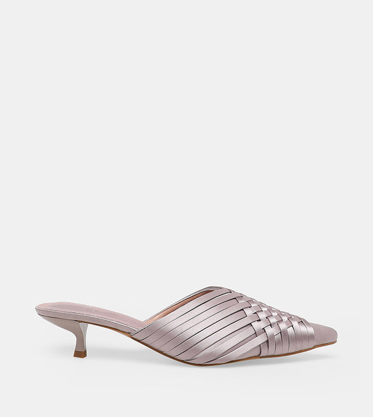 Nude kitten heel mules top