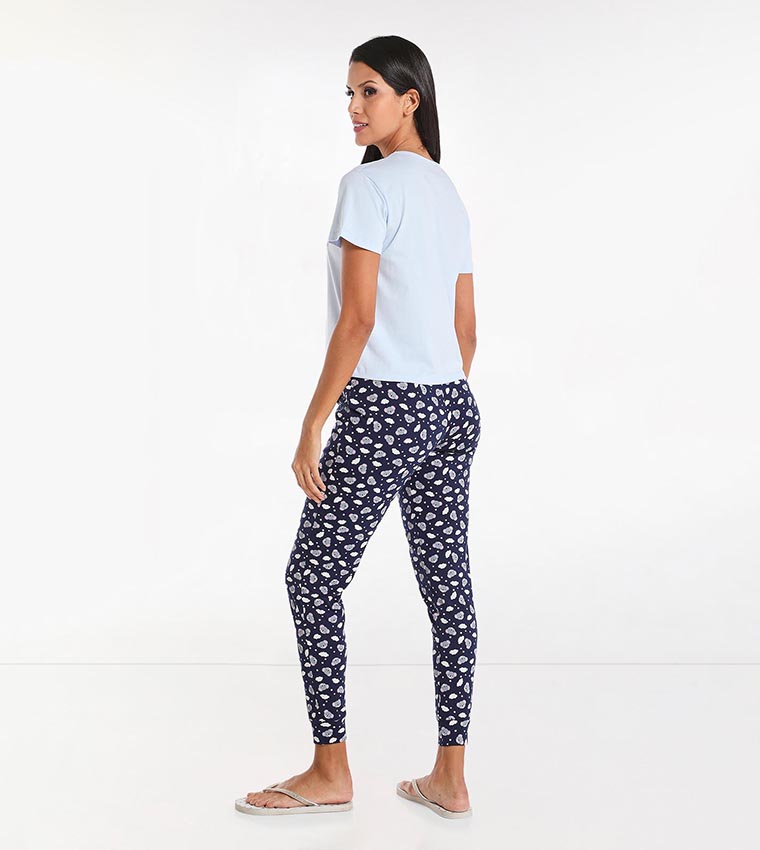 Buy R&B Printed Pajama Set In Blue 6thStreet UAE